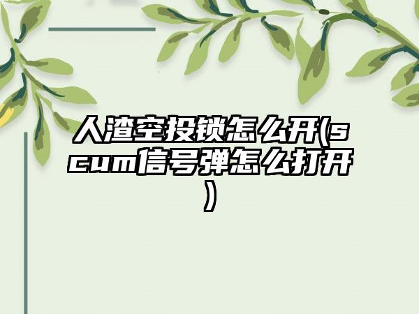 人渣空投锁怎么开(scum信号弹怎么打开)