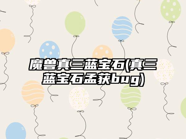 魔兽真三蓝宝石(真三蓝宝石孟获bug)