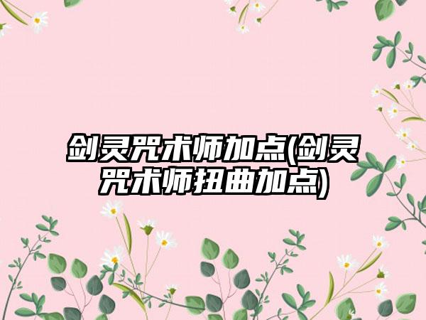剑灵咒术师加点(剑灵咒术师扭曲加点)