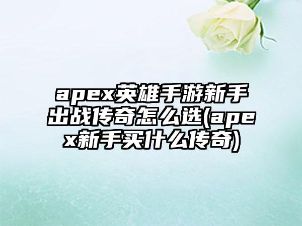 apex英雄手游新手出战传奇怎么选(apex新手买什么传奇)
