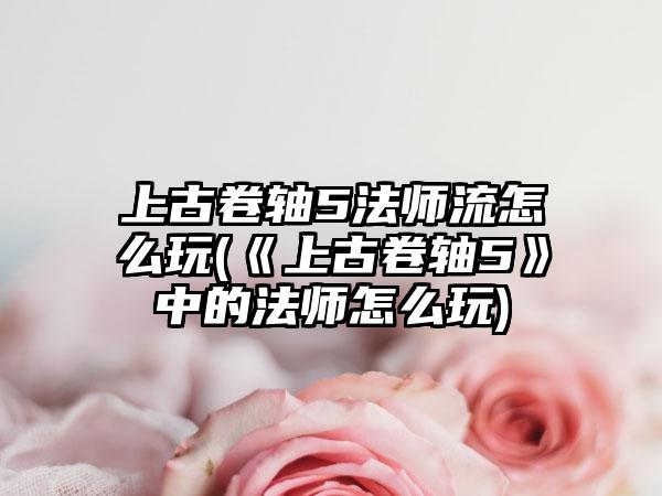 上古卷轴5法师流怎么玩(《上古卷轴5》中的法师怎么玩)