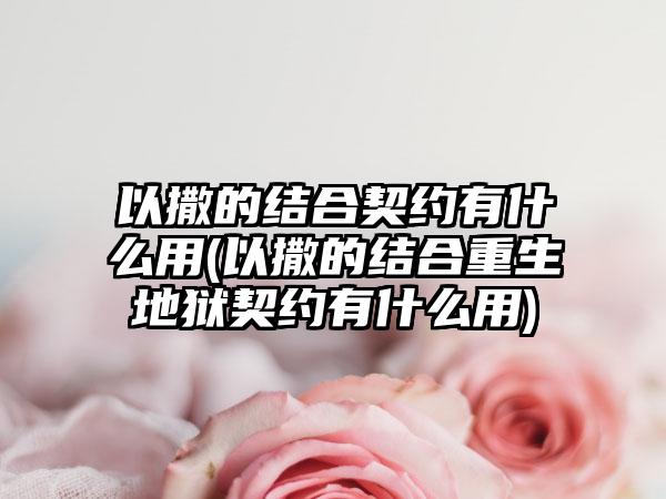 以撒的结合契约有什么用(以撒的结合重生地狱契约有什么用)