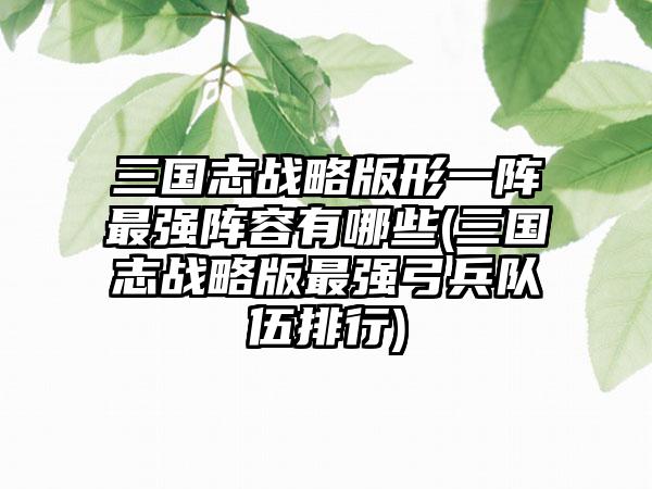 三国志战略版形一阵最强阵容有哪些(三国志战略版最强弓兵队伍排行)