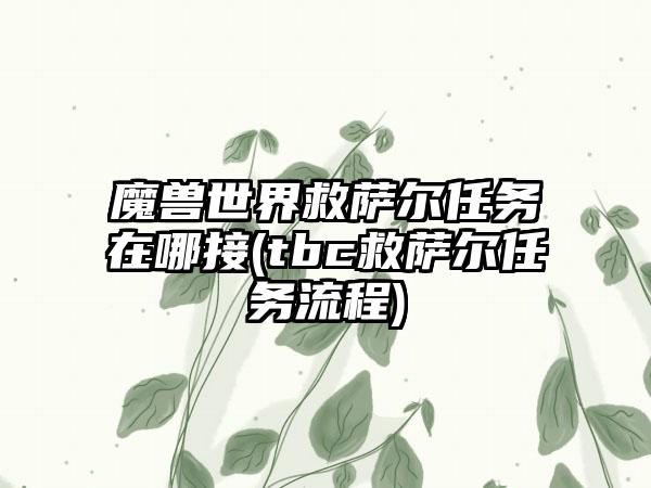 魔兽世界救萨尔任务在哪接(tbc救萨尔任务流程)