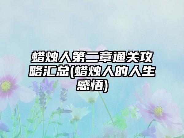 蜡烛人第二章通关攻略汇总(蜡烛人的人生感悟)