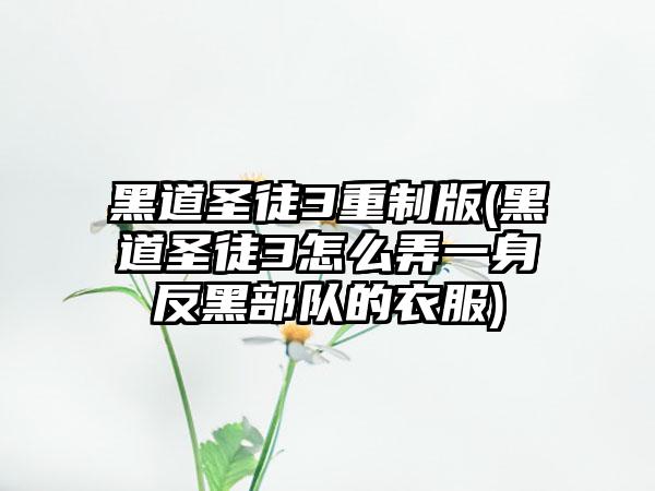 黑道圣徒3重制版(黑道圣徒3怎么弄一身反黑部队的衣服)