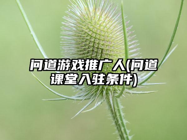 问道游戏推广人(问道课堂入驻条件)