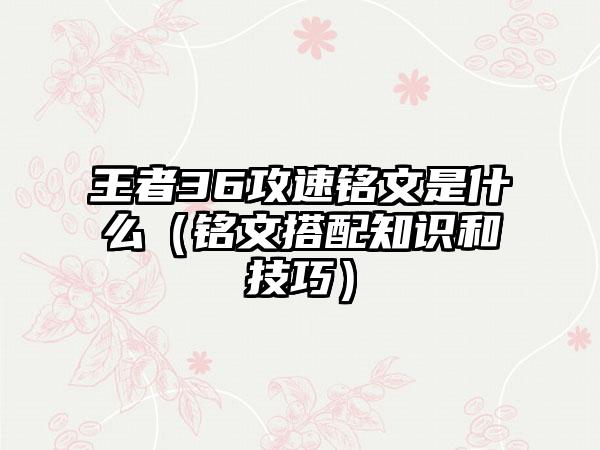 王者36攻速铭文是什么（铭文搭配知识和技巧）