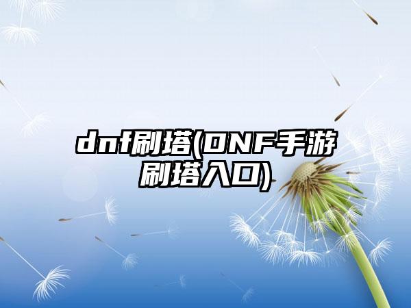 dnf刷塔(DNF手游刷塔入口)