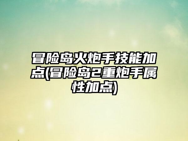 冒险岛火炮手技能加点(冒险岛2重炮手属性加点)