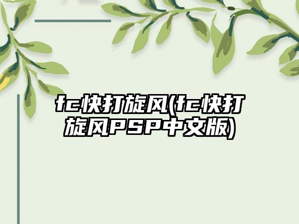 fc快打旋风(fc快打旋风PSP中文版)