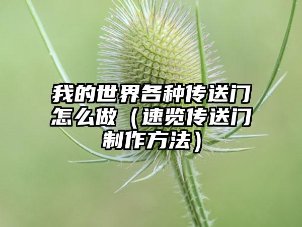 我的世界各种传送门怎么做（速览传送门制作方法）