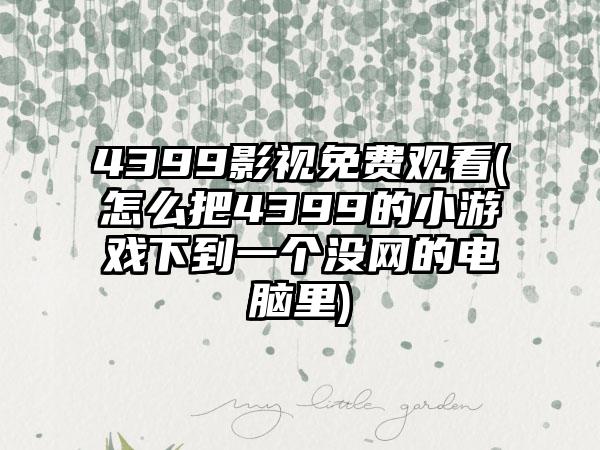 4399影视免费观看(怎么把4399的小游戏下到一个没网的电脑里)