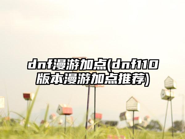 dnf漫游加点(dnf110版本漫游加点推荐)