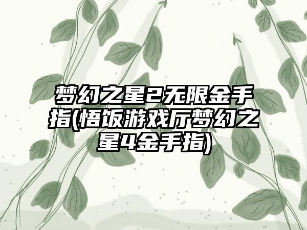 梦幻之星2无限金手指(悟饭游戏厅梦幻之星4金手指)