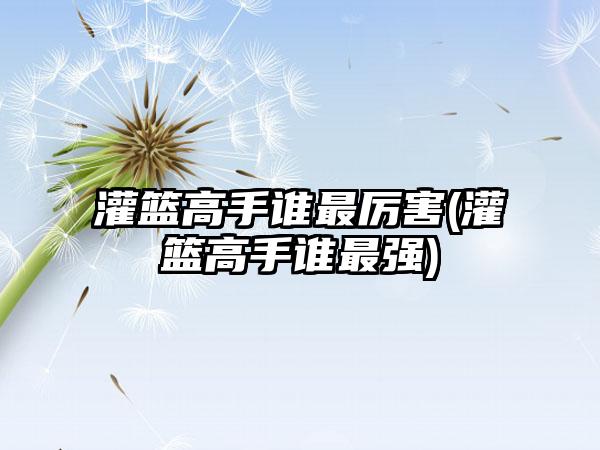 灌篮高手谁最厉害(灌篮高手谁最强)