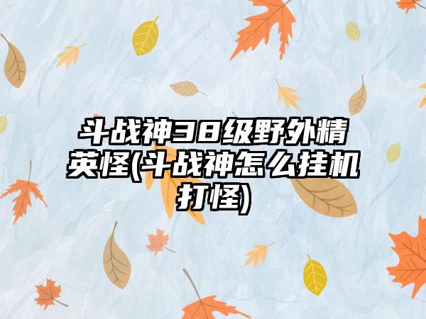 斗战神38级野外精英怪(斗战神怎么挂机打怪)