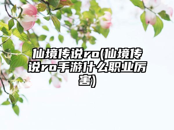 仙境传说ro(仙境传说ro手游什么职业厉害)