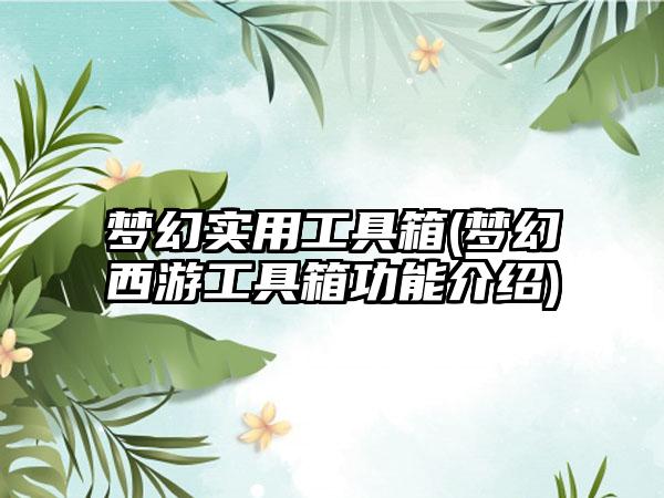 梦幻实用工具箱(梦幻西游工具箱功能介绍)