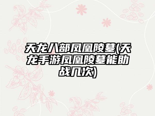 天龙八部凤凰陵墓(天龙手游凤凰陵墓能助战几次)