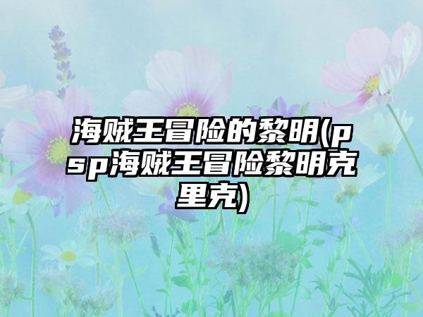 海贼王冒险的黎明(psp海贼王冒险黎明克里克)