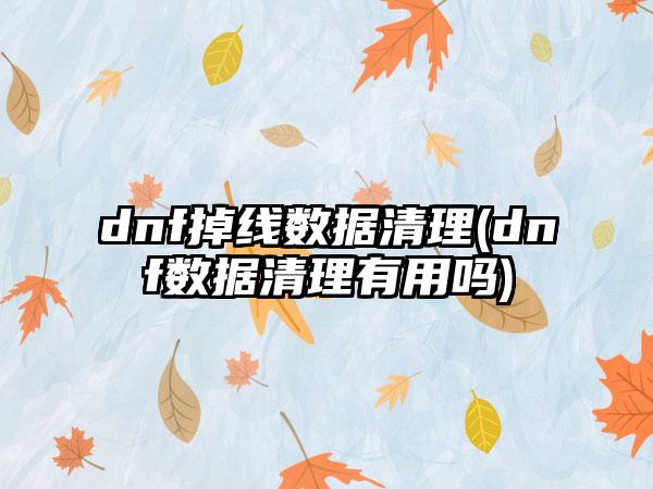 dnf掉线数据清理(dnf数据清理有用吗)