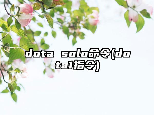 dota solo命令(dota1指令)