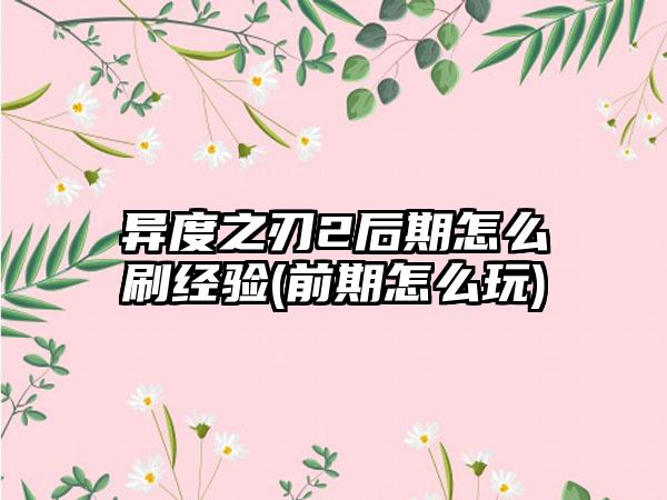 异度之刃2后期怎么刷经验(前期怎么玩)