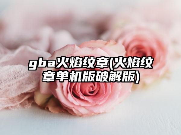 gba火焰纹章(火焰纹章单机版破解版)