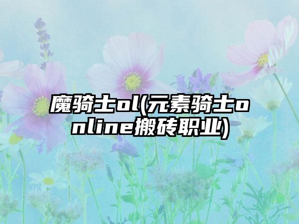 魔骑士ol(元素骑士online搬砖职业)