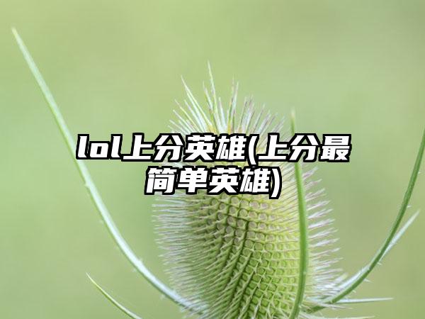 lol上分英雄(上分最简单英雄)