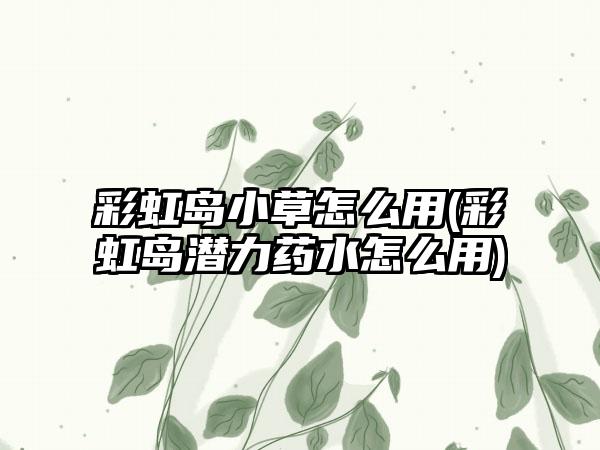 彩虹岛小草怎么用(彩虹岛潜力药水怎么用)