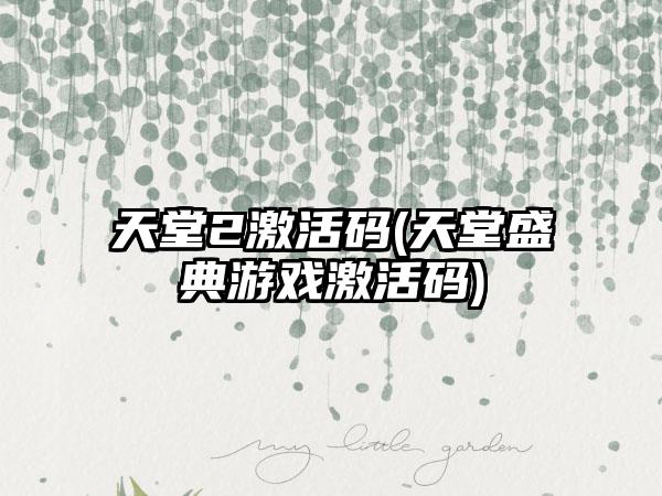 天堂2激活码(天堂盛典游戏激活码)