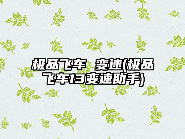 极品飞车 变速(极品飞车13变速助手)