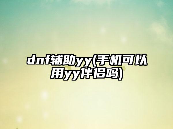 dnf辅助yy(手机可以用yy伴侣吗)