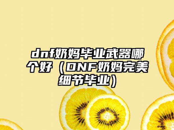 dnf奶妈毕业武器哪个好（DNF奶妈完美细节毕业）