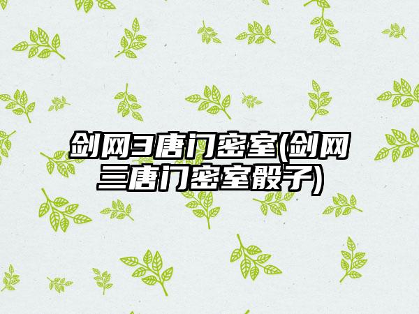 剑网3唐门密室(剑网三唐门密室骰子)