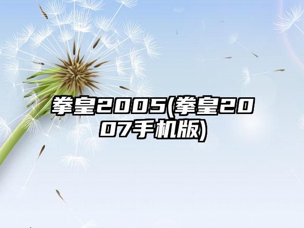 拳皇2005(拳皇2007手机版)