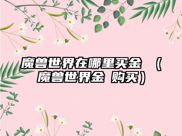 魔兽世界在哪里买金帀（魔兽世界金帀购买）