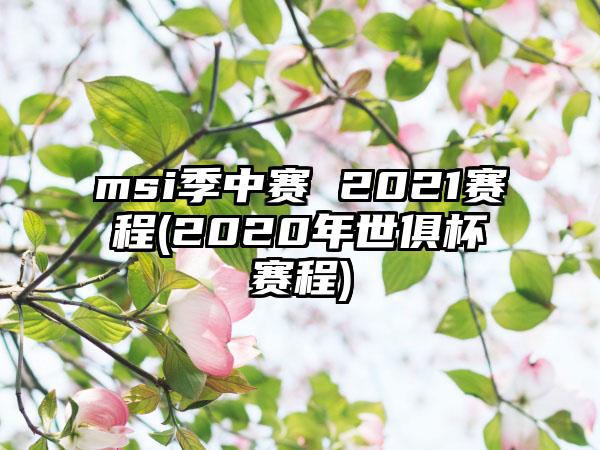 msi季中赛 2021赛程(2020年世俱杯赛程)