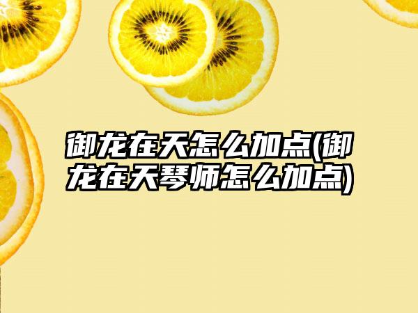 御龙在天怎么加点(御龙在天琴师怎么加点)