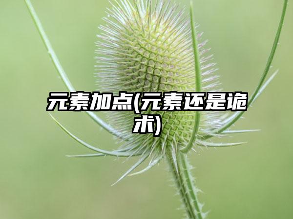 元素加点(元素还是诡术)