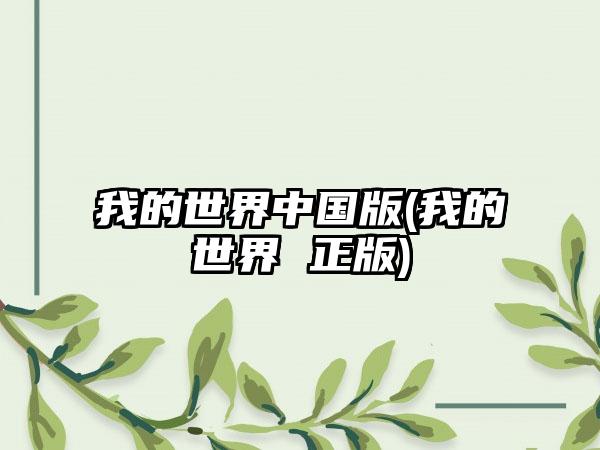 我的世界中国版(我的世界 正版)