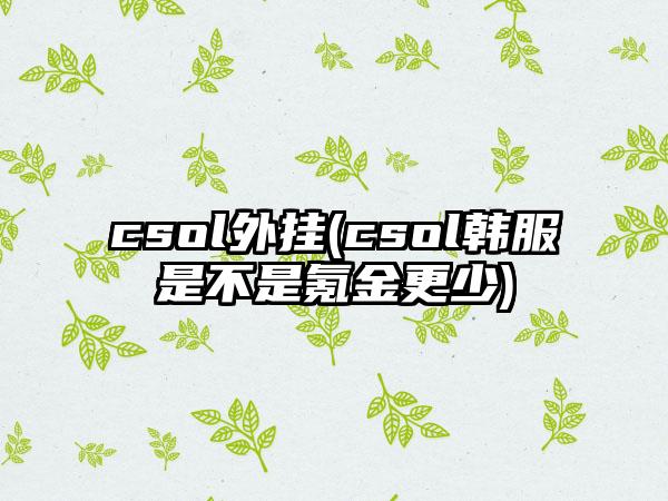 csol外挂(csol韩服是不是氪金更少)