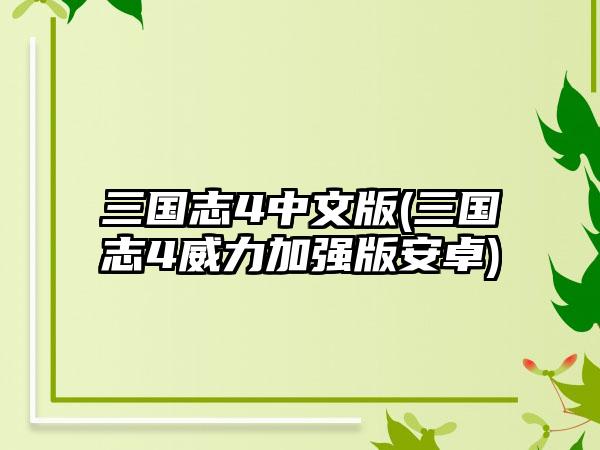 三国志4中文版(三国志4威力加强版安卓)