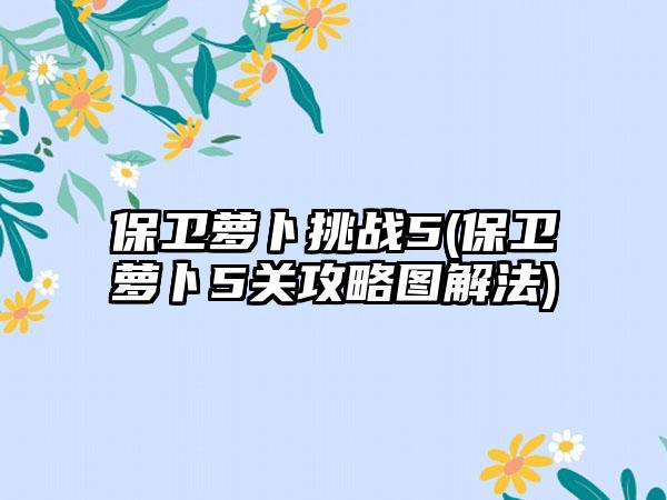 保卫萝卜挑战5(保卫萝卜5关攻略图解法)