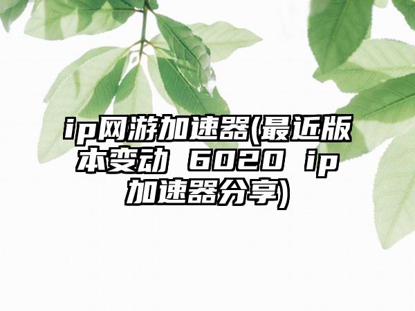 ip网游加速器(最近版本变动 6020 ip加速器分享)