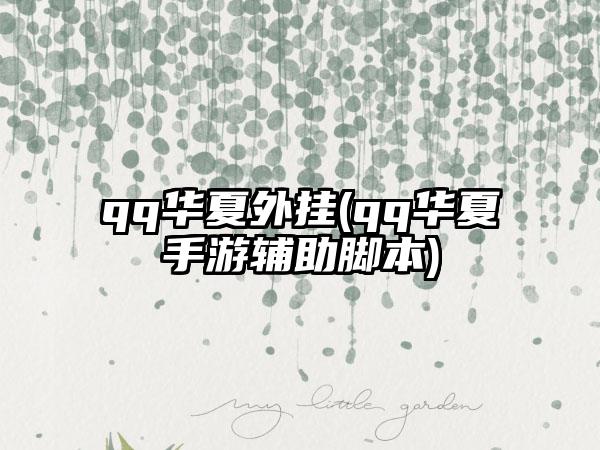 qq华夏外挂(qq华夏手游辅助脚本)