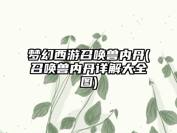 梦幻西游召唤兽内丹(召唤兽内丹详解大全图)