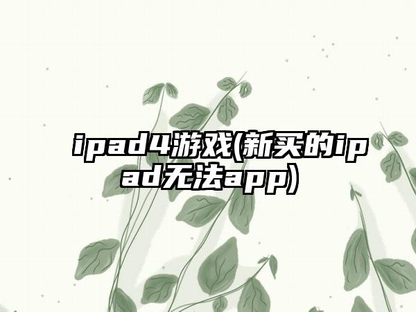 ipad4游戏(新买的ipad无法app)